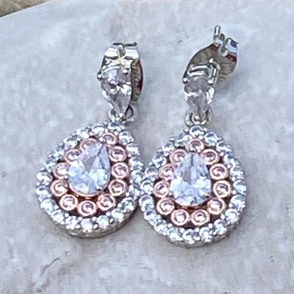 Genuine Crystal gold plated silver drop earrings Kohl’s Chrystina Rose - Picture 5 of 16